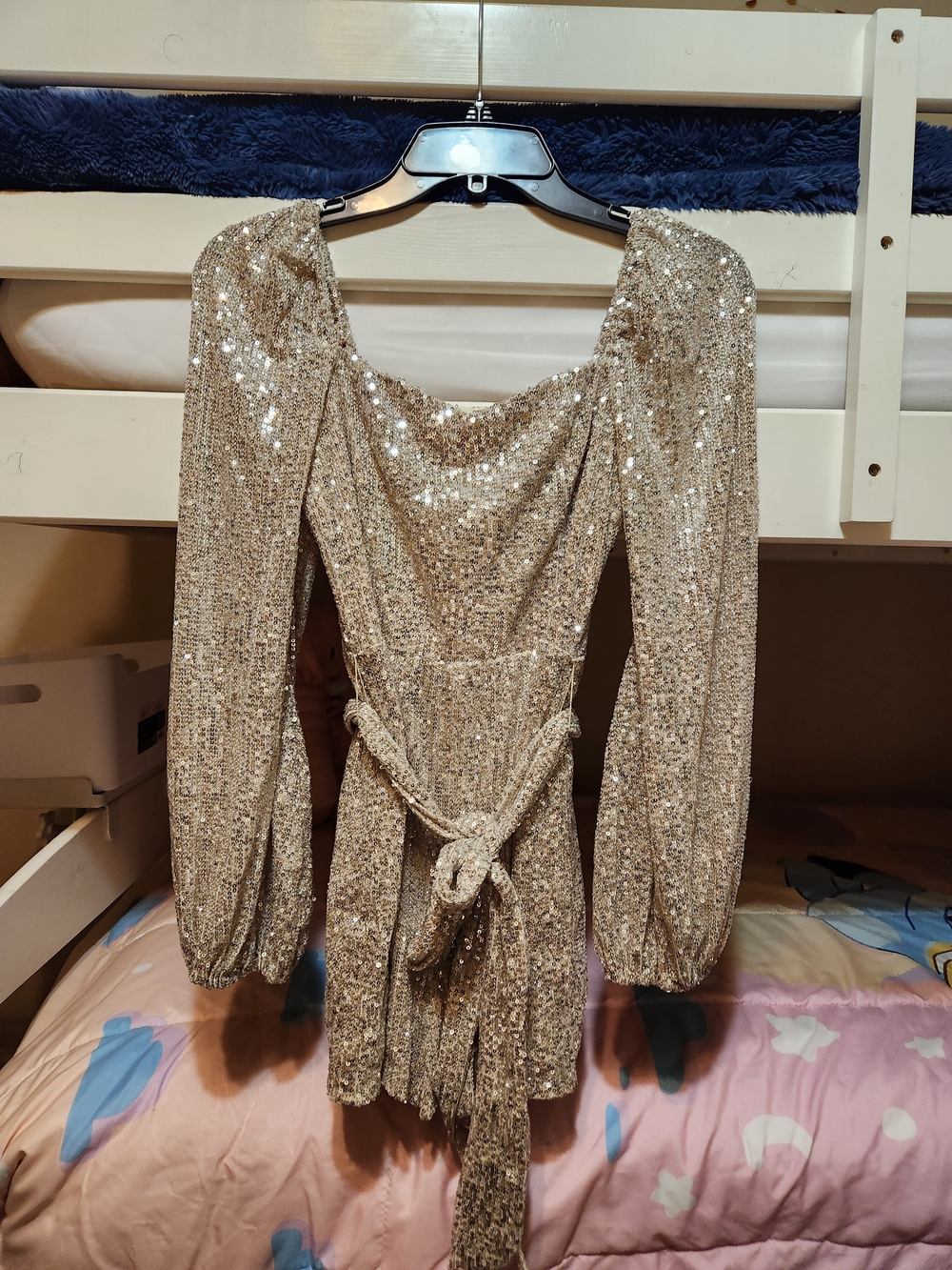 Petal & Pup - Nude - Bella long sleeve sequin romper - Picture 3 of 6